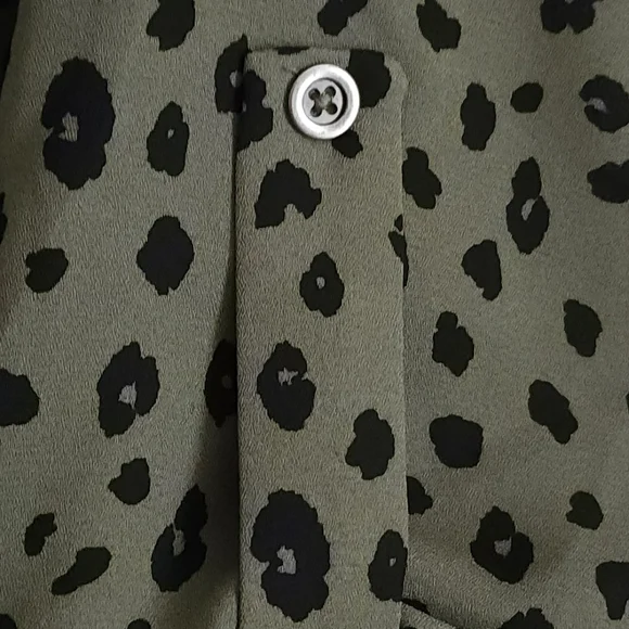 Olive Green Leopard Print Women's Top - Picture 2 of 3